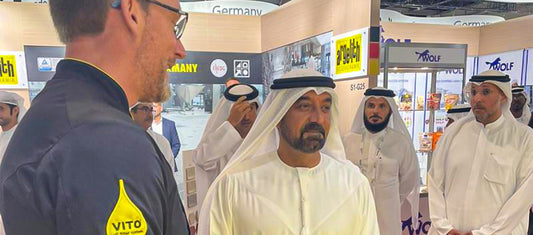 HH Sheikh Ahmed bin Saeed Al Maktoum visiting the VITO trade fair booth in Dubai